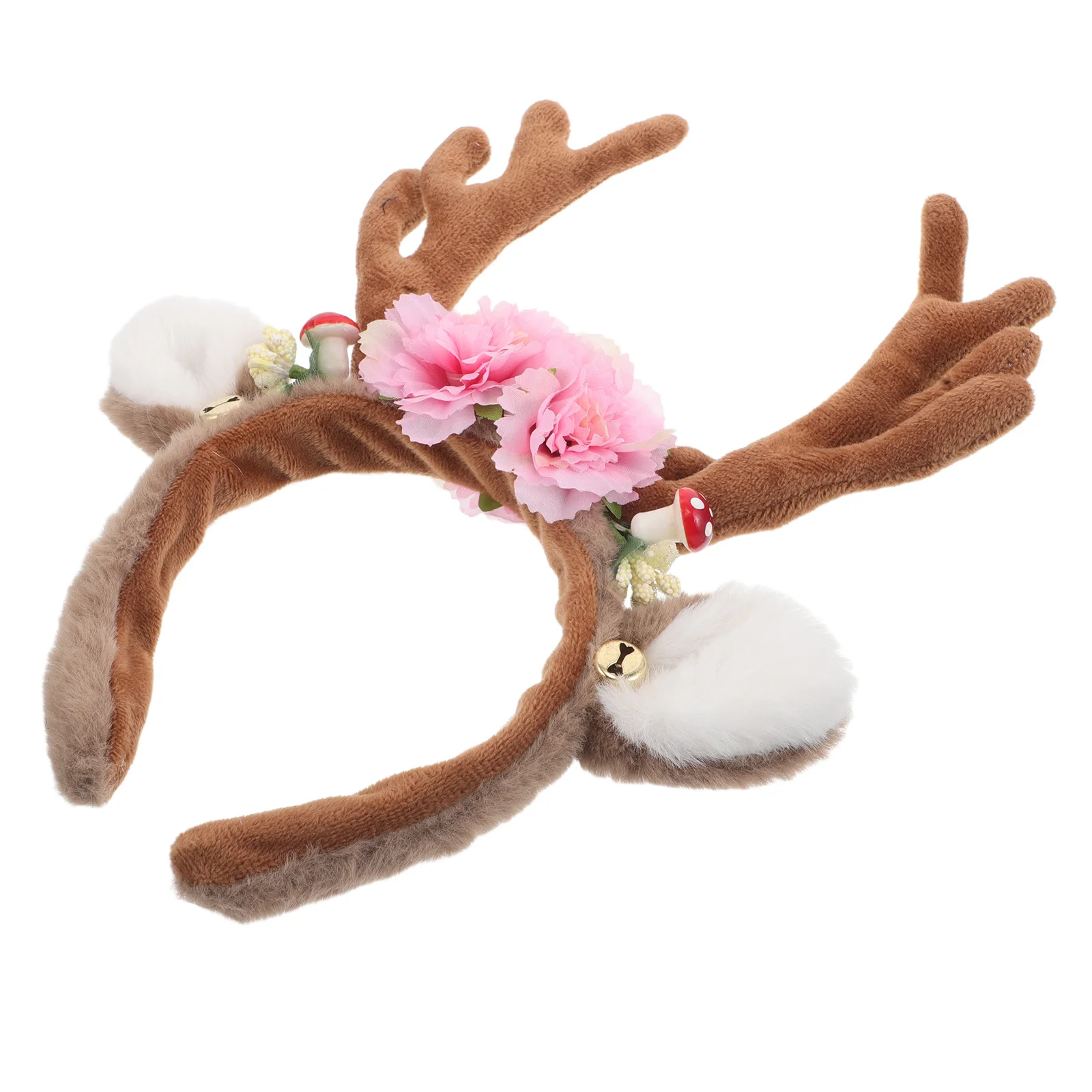 

Christmas Antler Headband Cute Reindeer Flowers Hair Hoop Holiday Party Photo Prop Xmas Costume Kids Adults Deer Headband