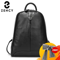 Zency 100% Soft Genuine Leather Fashion Women Backpack Casual Travel Back Pack Bag Retro Bronze Satchel Laptop Knapsack Shoulder