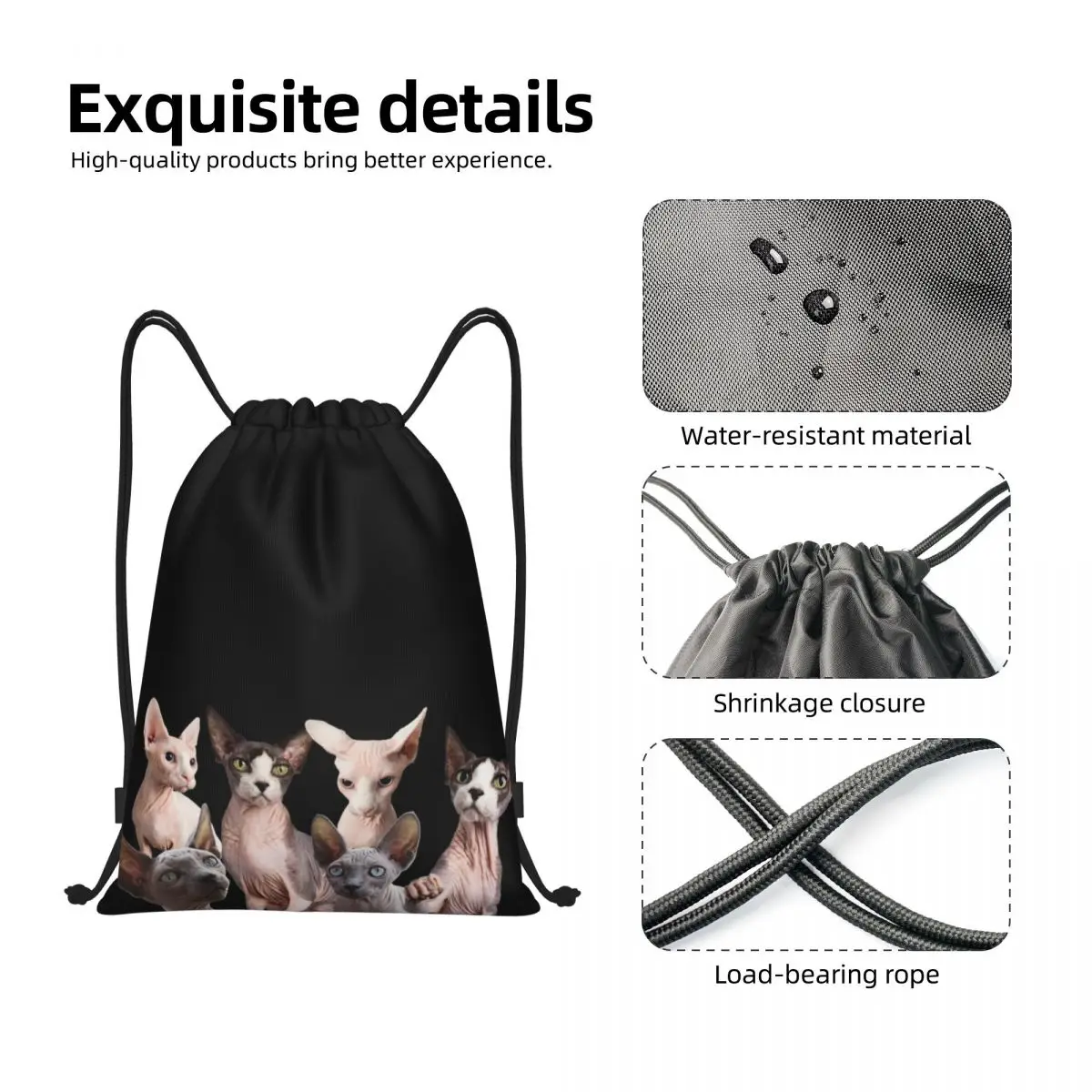 Sphynx Kat Trekkoord Rugzak Sport Gym Tas Voor Mannen Vrouwen Kawaii Kitten Winkelen Sackpack