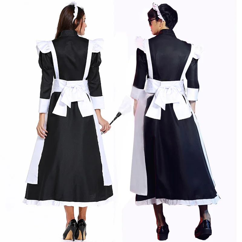 Traje de Cosplay de Butler para hombre y mujer, traje de sirvienta de Halloween, vestido blanco y negro para fiesta, traje de ama de casa para actuaciones, vestido de carnaval para adultos