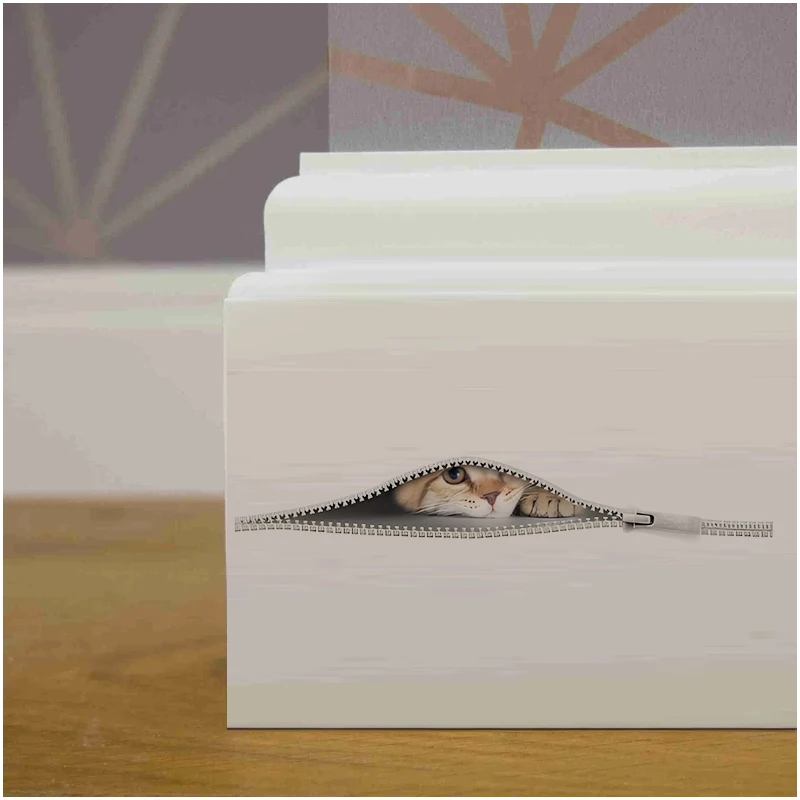 C106#Cat Zipper Wall Sticker Kids Room Background Home Decoration Mural Living Room Wallpaper Funny Decal