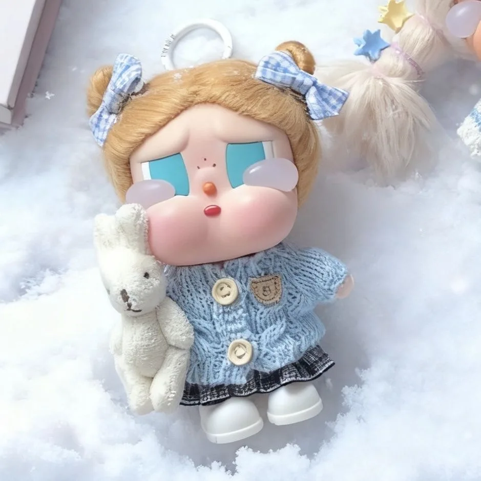 15cm CRYBABY Doll Clothes Knitted Sweater Dress Scarf Set Vacation Mode Accessories for Crying Doll