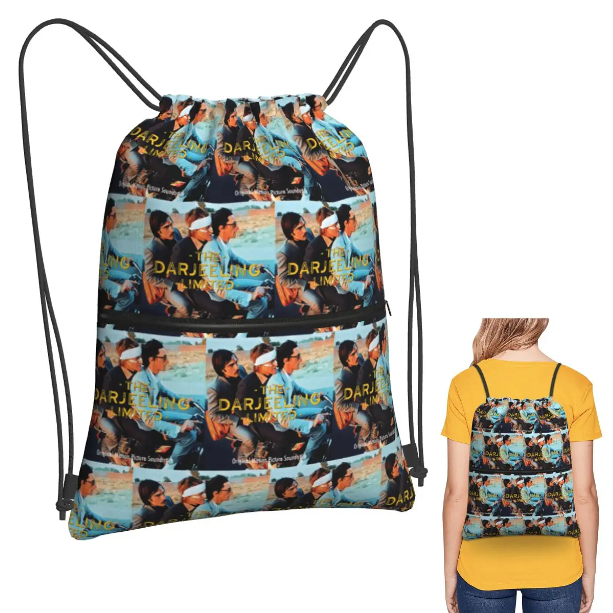 Wes Anderson - THE DARJEELING LIMITED Album Cover Backpacks Casual Drawstring Bags Storage Bag Book Bags for Travel Students
