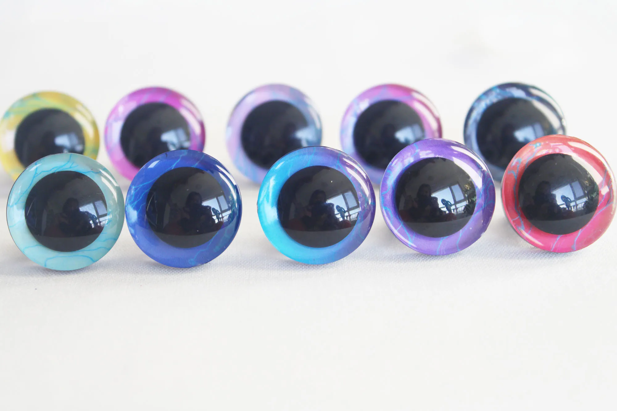 New Cool eyes  500pcs  9 12 14 16 18 20 25 30 35mm 3D Colorful  Toy  Eyes + Back Washer for  Diy Plush Doll--S10--COLOR OPTION