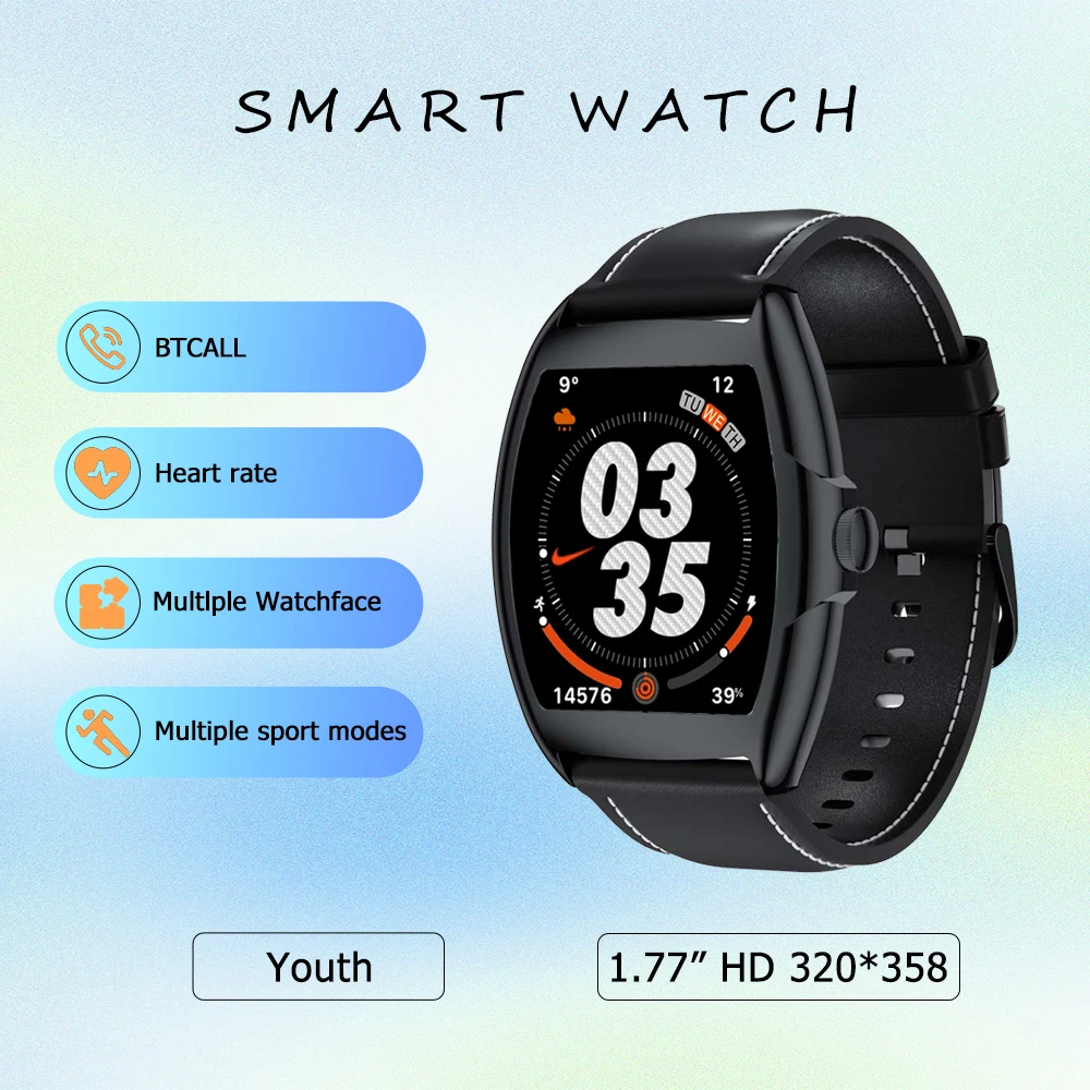 Youth Tonneau Smartwatch Men 1.77” HD 320*358 Bluetooth Call Heart Rate Step Count Diy Faces  Watch Women For Huawel Android Ios