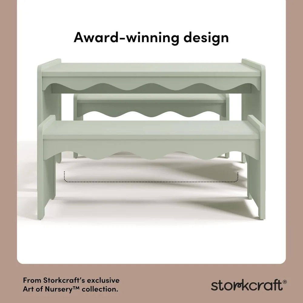 طقم طاولة ومقعد للأطفال في الأماكن المغلقة على طراز Storkcraft Casablanca Montessori باللون الأخضر المعتمد باللون الذهبي، عالي الجودة K #3