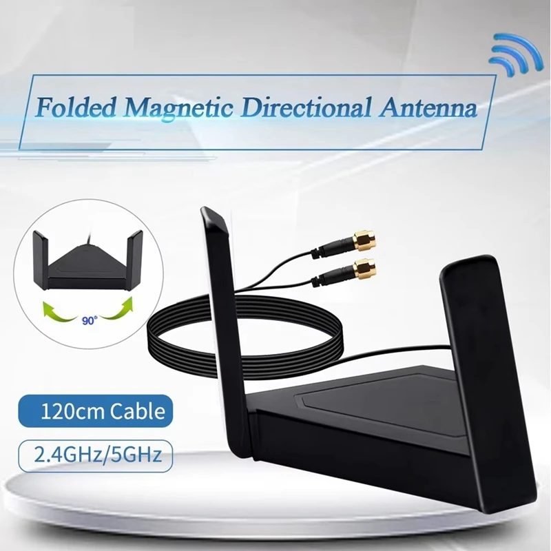 Antenna Cable Dual Band 2.4G5GHz for PCI-E Desktop WiFi Adapter RP SMA External Rotating Magnet Antenna for AX210 Router