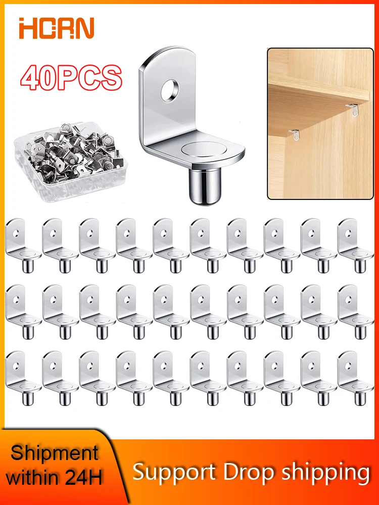 40Pcs Shelf Brackets Support Studs Pegs 5mm Metal Pin Shelves Seperator Furniture Shelf Wall Mount Bracket Holder For Cabinet