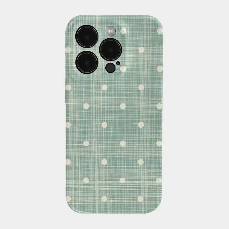 

Green Mint Line Polka Dots Phone Case for IPHONE 17 Air 16E 15 PROMAX 14 Plus 13 12 MINI 11 PRO 16Plus XR XS Acrylic Phone Cover