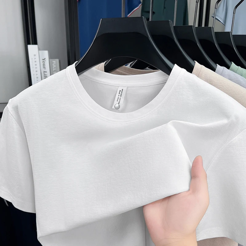 

Men's Summer Solid Color White T-Shirt Round Neck Multicolored Innerwear Short-Sleeved Fashion Leisure Ventilate Men's Clothing