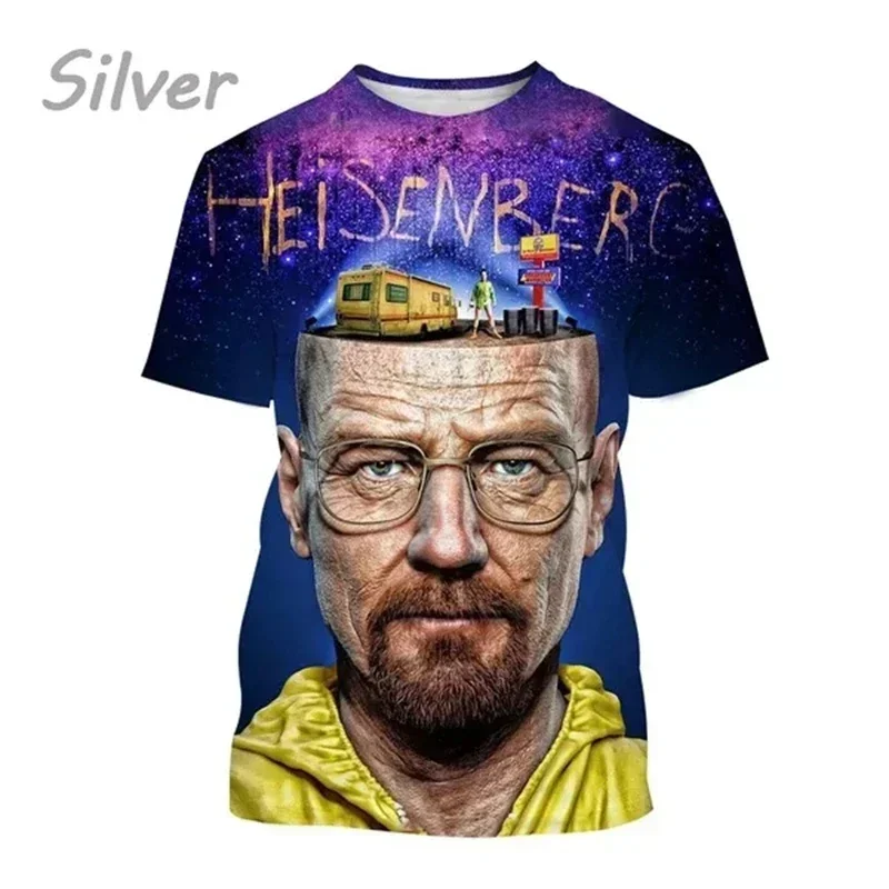 Men's T-shirt, casual short-sleeve outdoor clothing, famous characters, Heisenberg physique, 3D print, sports, quick-drying, bre
