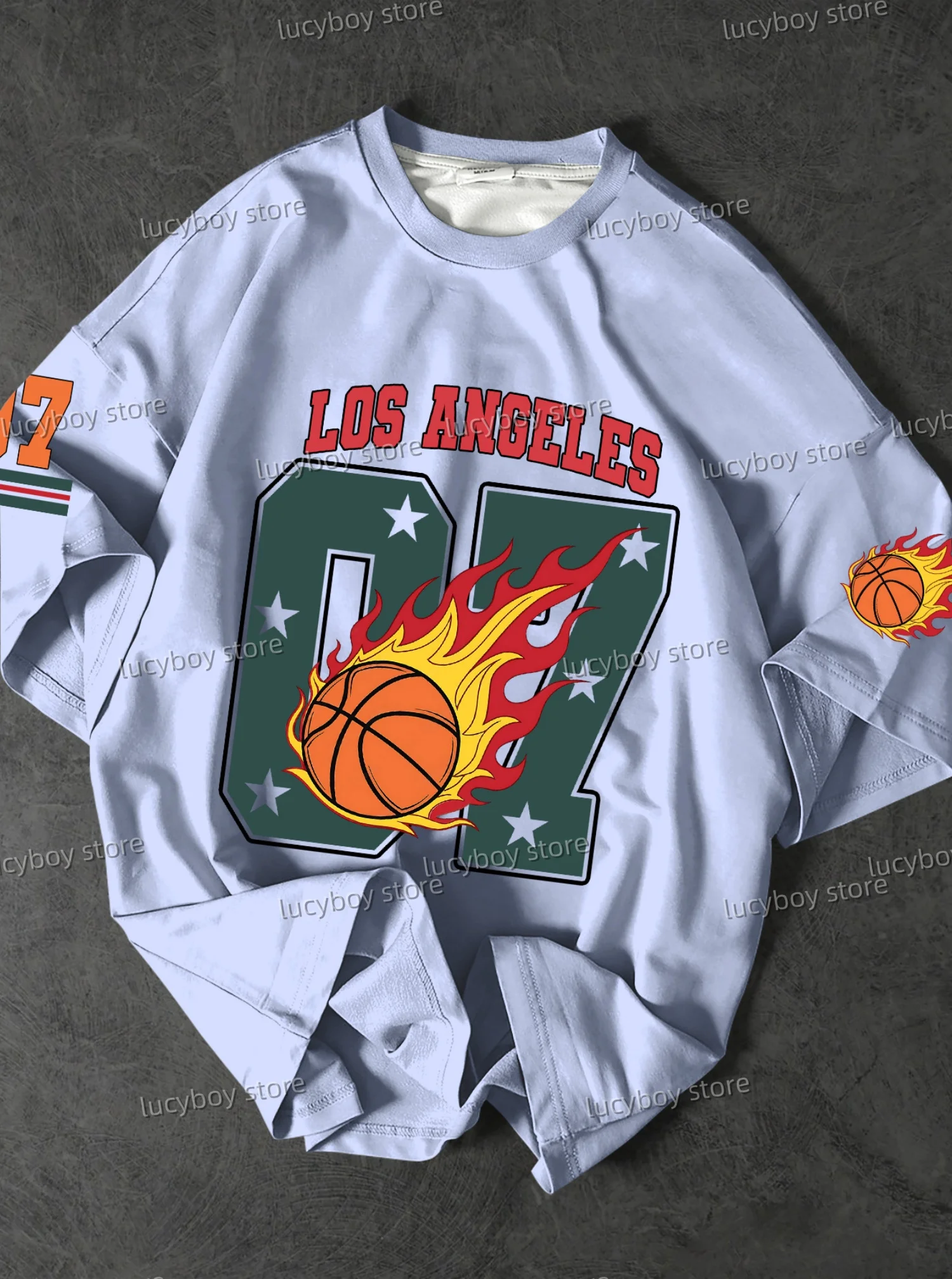 

2025 men Latest Polyester American Style T-Shirt Man Short Sleeve O- Neck LOS ANGLES 07print plus size T-shirt Men Clothes