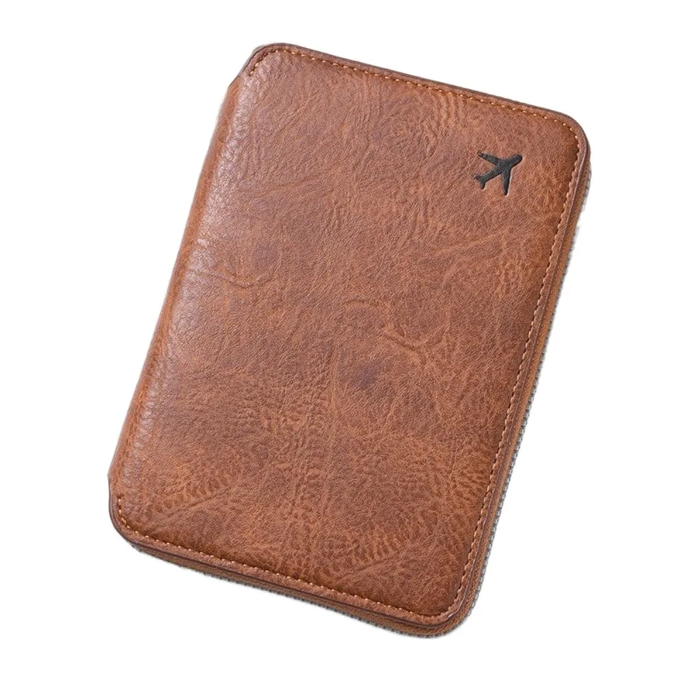 

Solid Color PU Passport Bag Airplane Check-in Multifunctional Travel Wallet Passport Cover Card Case Card Storage Bag
