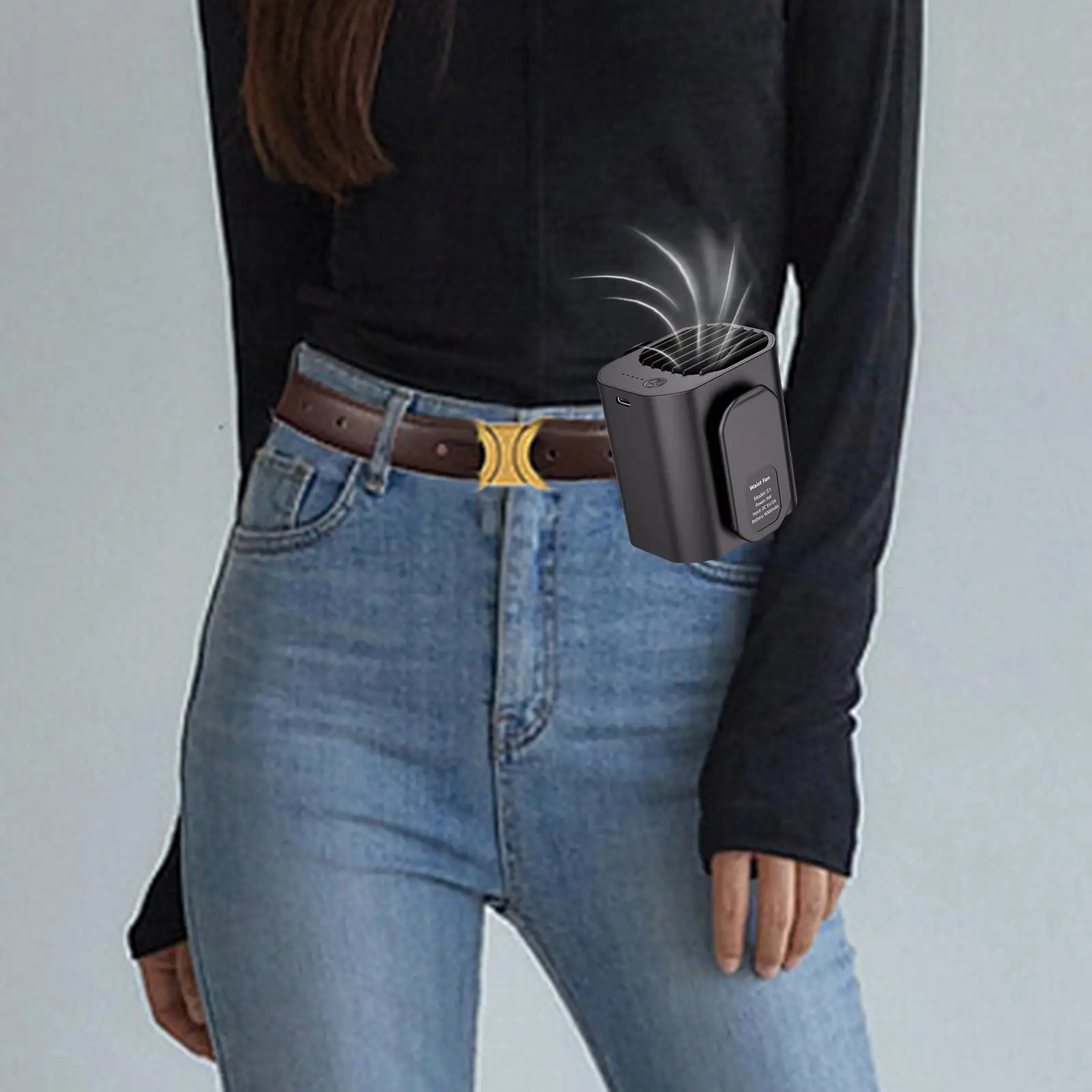 حزام شخصي مروحة مكتب المشجعين USB 6000mAh المحمولة مروحة صغيرة الخصر كليب على مروحة قلادة مروحة للعمال التنزه السفر مزارع في الهواء الطلق