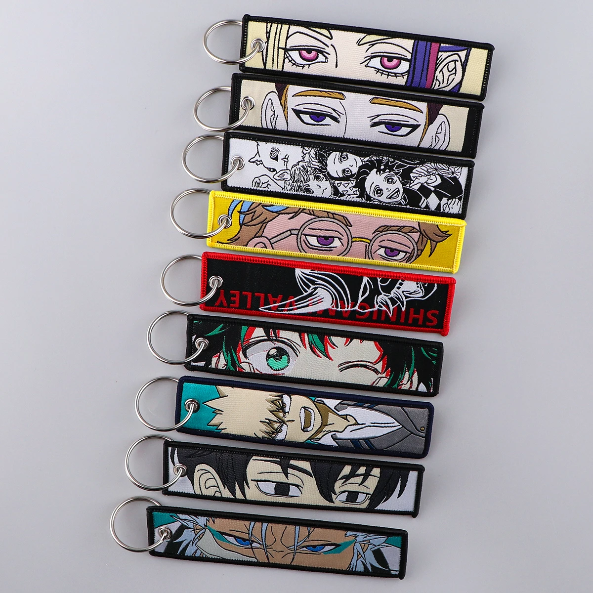 Cool Anime Key Tag Collection Embroidery Key Chain For Motorcycles Cars Backpack Chaveiro Key Ring For Friends Gifts