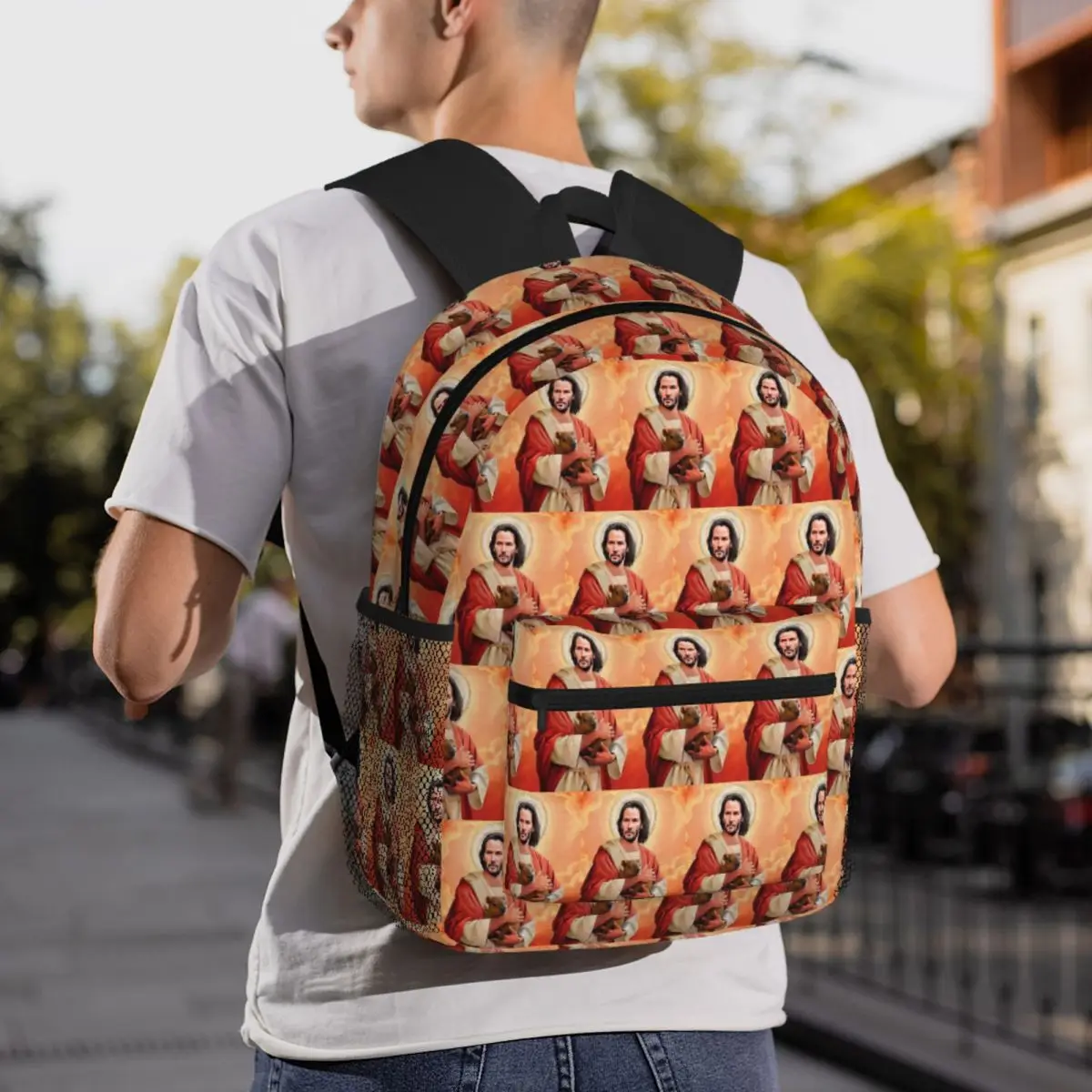 Saint Keanu Reeves Jesus Backpack Student BookBag Children School Bag Laptop Shoulder Bags for Boys Girls