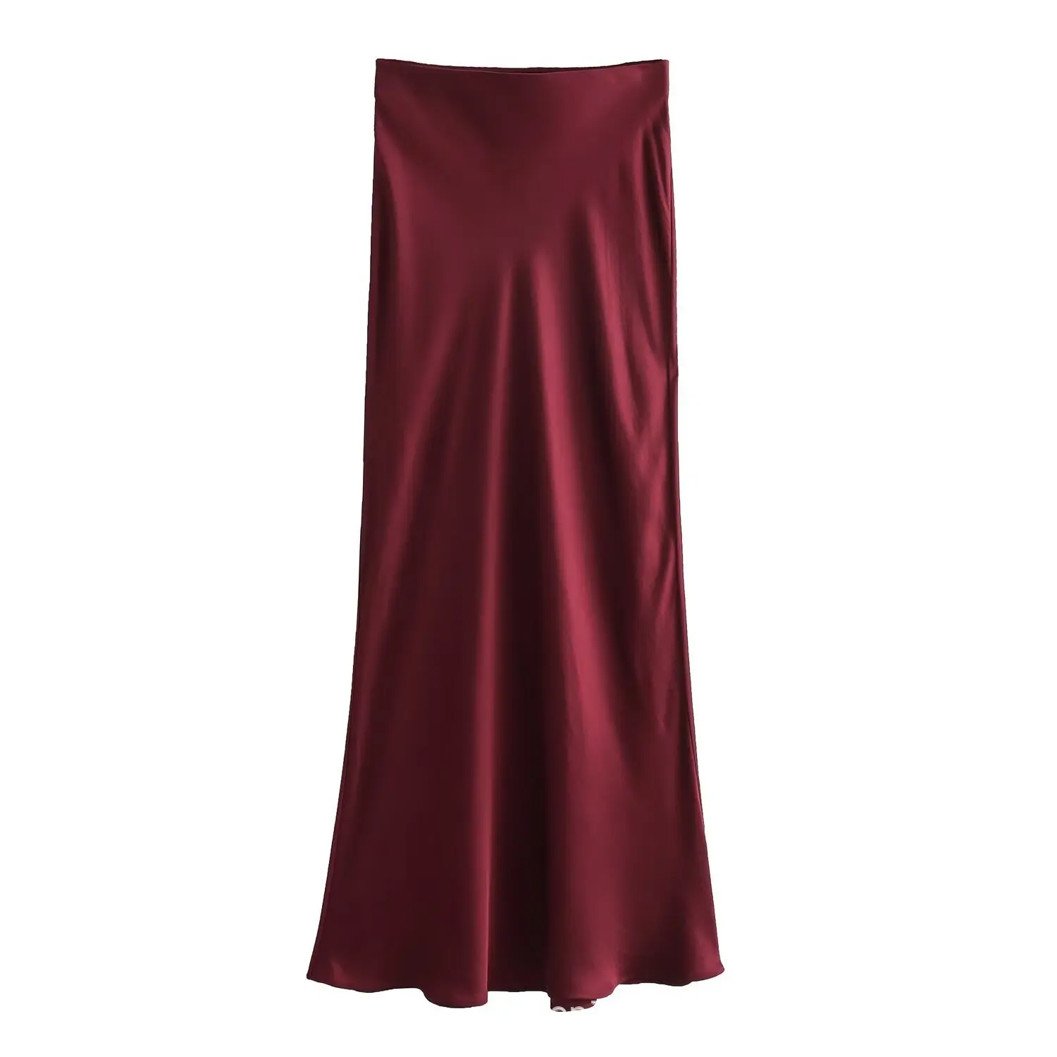 Fashion High Waist Satin Long Skirt Women Vintage Mermaid Maxi Skirt Elegant Office Lady A Line Skirt Stylish Basic Bottom