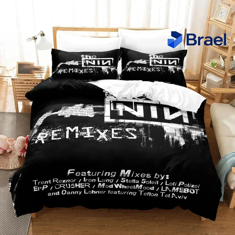 Exquisite 3D Printed Nine Inch Nails NIN Bedding Set Boys Girls Twin Queen Size Duvet Cover Pillowcase Bed Kids Adult Home Texti