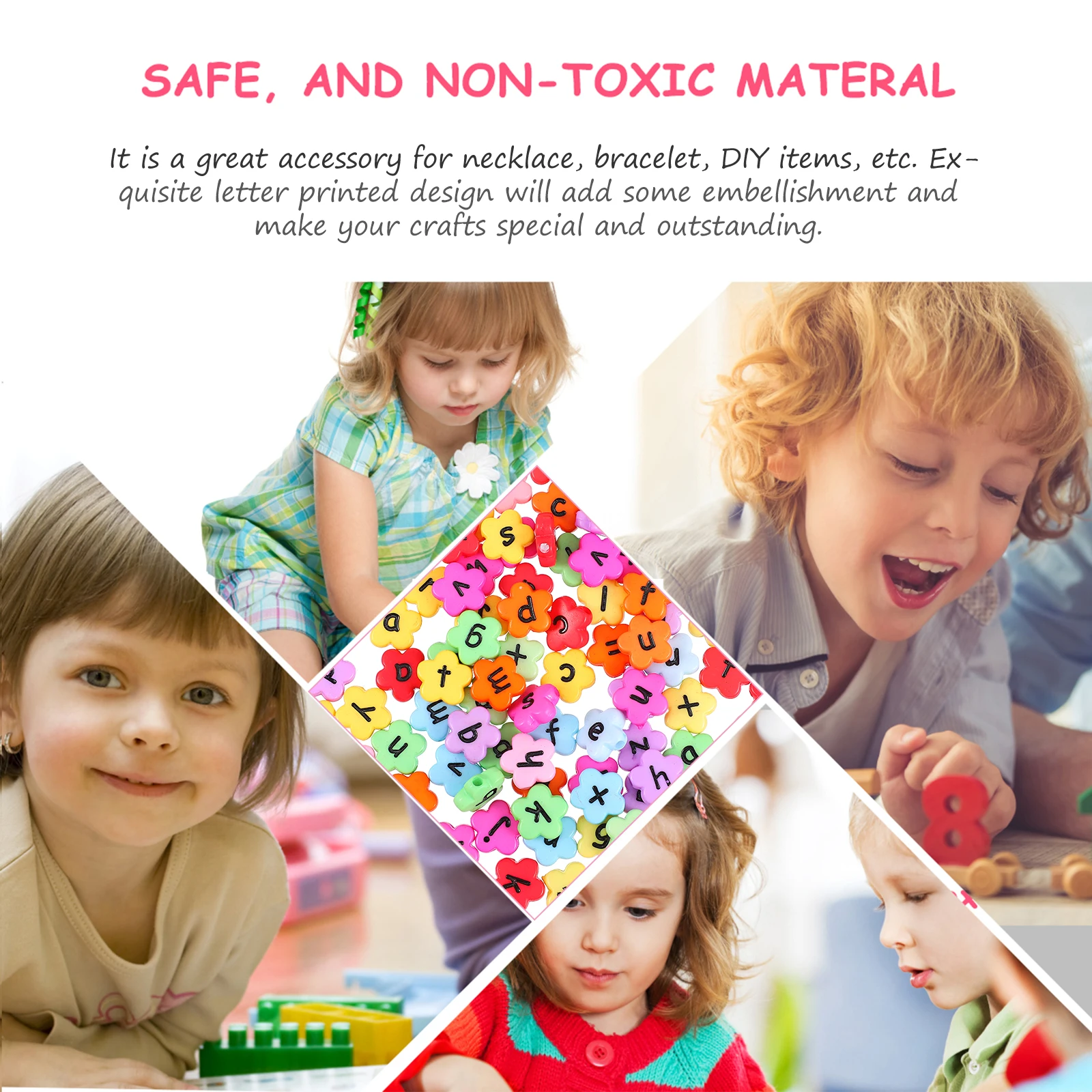 

200 Pcs Acrylic Letter Beads Flower Shape Bulk Alphabet for Jewelry Making Colorful Shaped