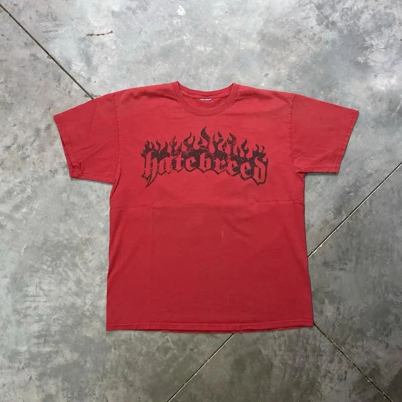 تي شيرت Hatebreed الكلاسيكي من العقد الأول من القرن الحادي والعشرين سمع فرقة Red L XL المتشددين