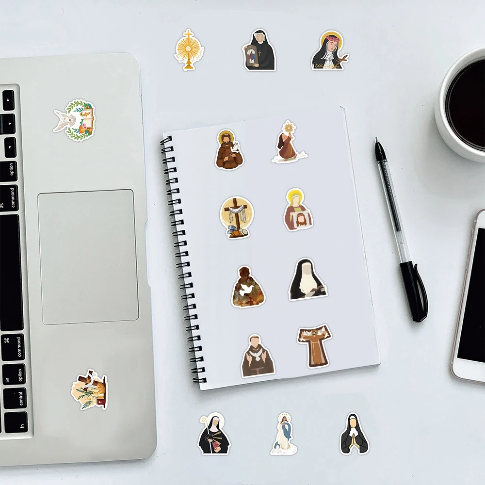 10/30/50pcs Monk nuns Cartoon Stickers Christian Graffiti Sticker Waterproof DIY Laptop Luggage Notebook Decals Decoration Gift
