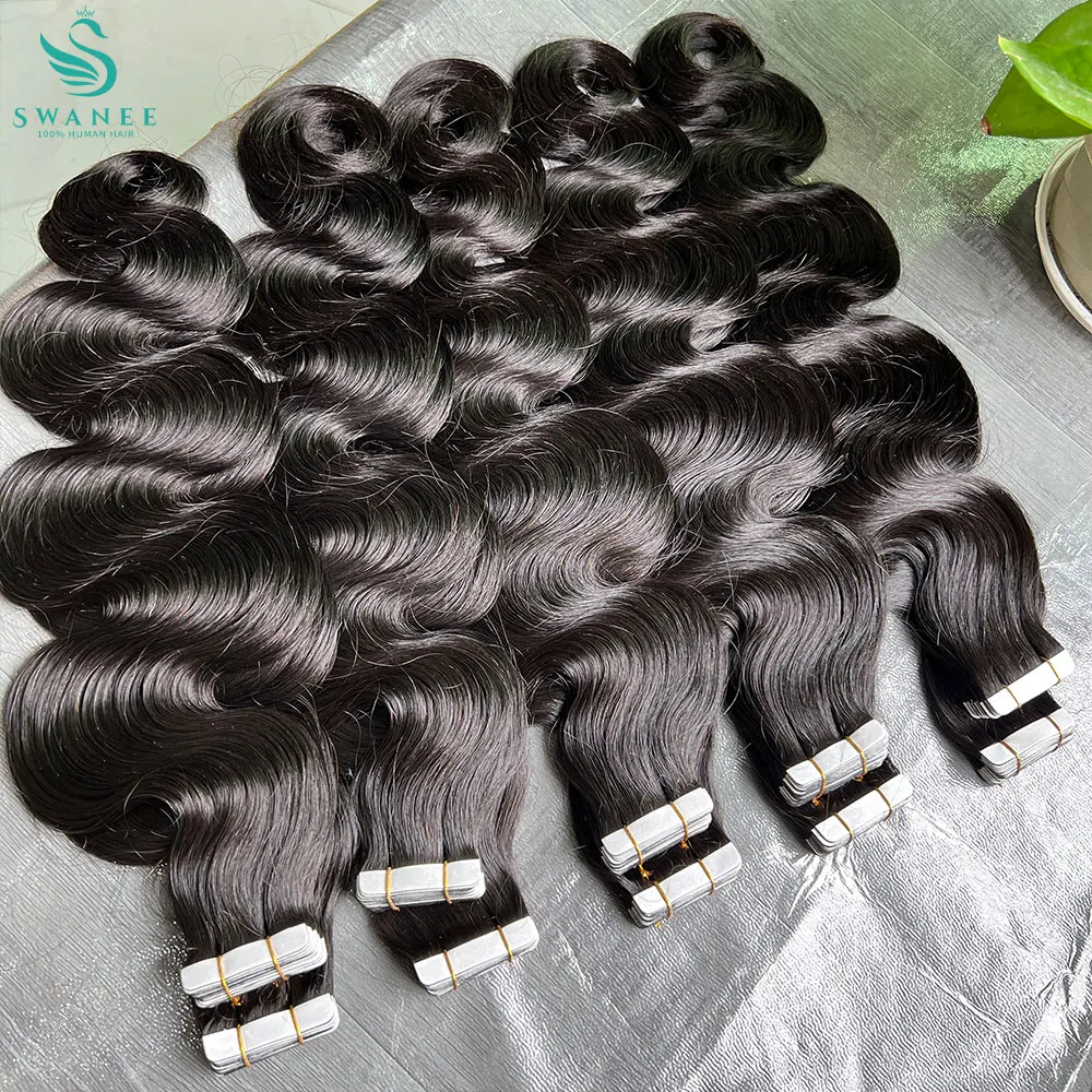 

SWANEE Tape In Human Hair Body Wave Extensions 100% Human Hair Seamless PU Skin Weft Adhesive Glue On Salon Quality for Woman