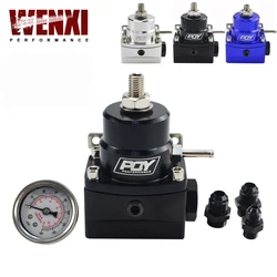 AN8 high pressure fuel regulator w/ boost - 8AN 8/8/6 EFI Fuel Pressure Regulator with gauge WX7855