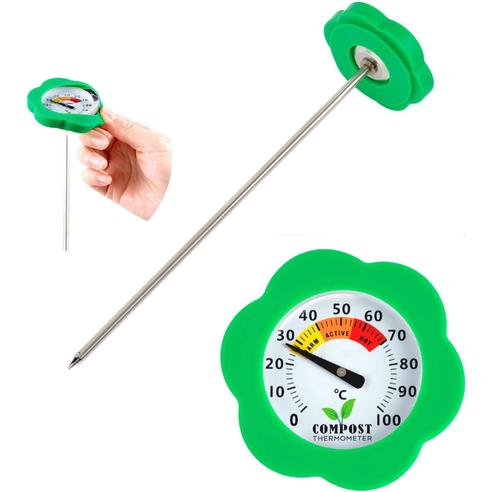 Compost Thermometer with Extended Stainless Steel for Deep Pile Temperature Measurement in For Gardening Applications