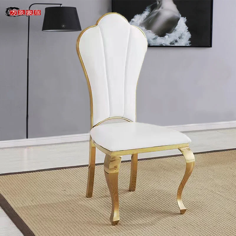 Nordic Light Luxury Stainless Steel Gilded Dining Chair Modern Lounge Designer Chair Hotel Banquet Hall Dining Stool Furniture