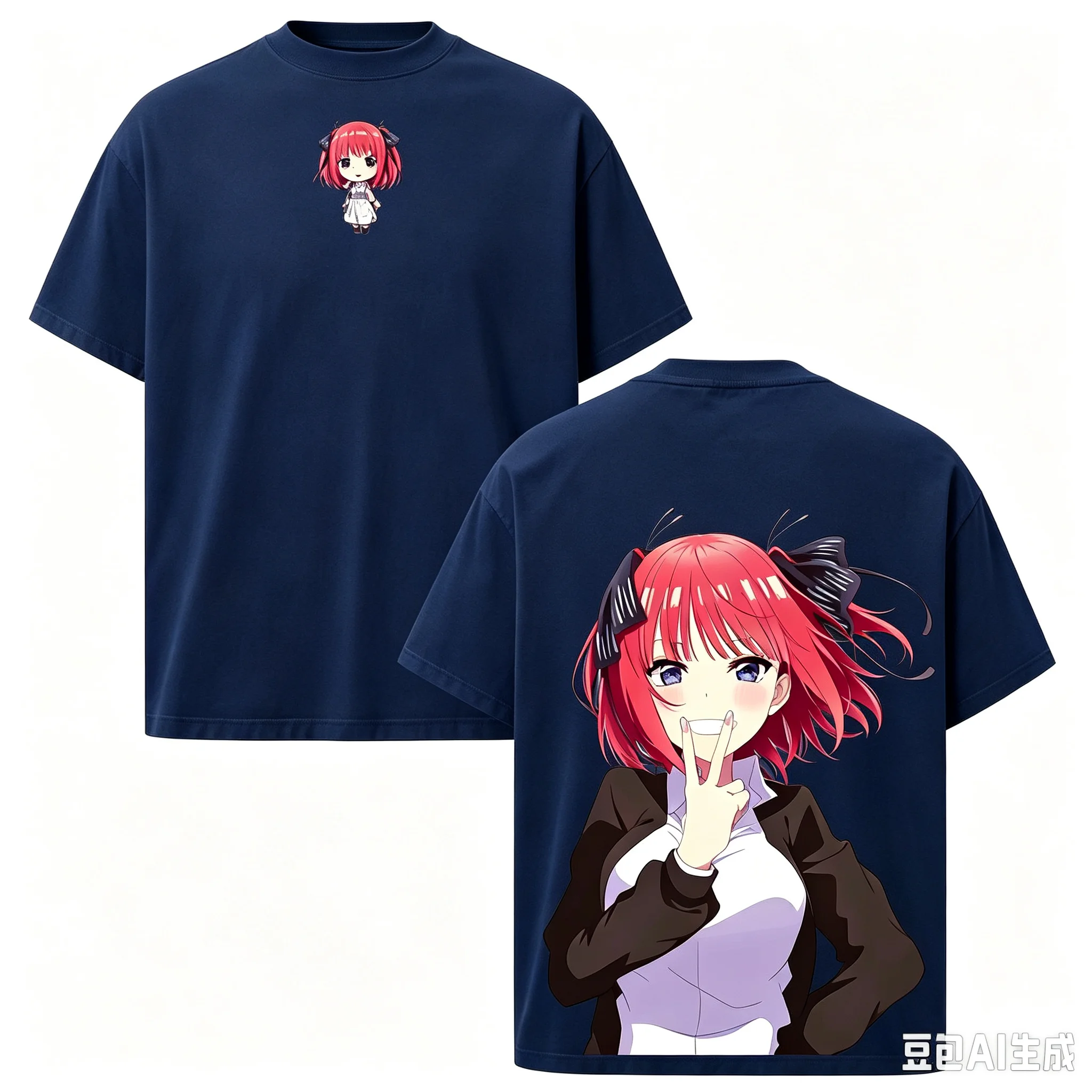 Heißer Verkauf Anime The Quintessential Quintuplets Nakano Nino Print T-Shirt für Männer und Frauen Harajuku Y2K Gothic Baumwolle Oversized T-Shirt – Detail 4