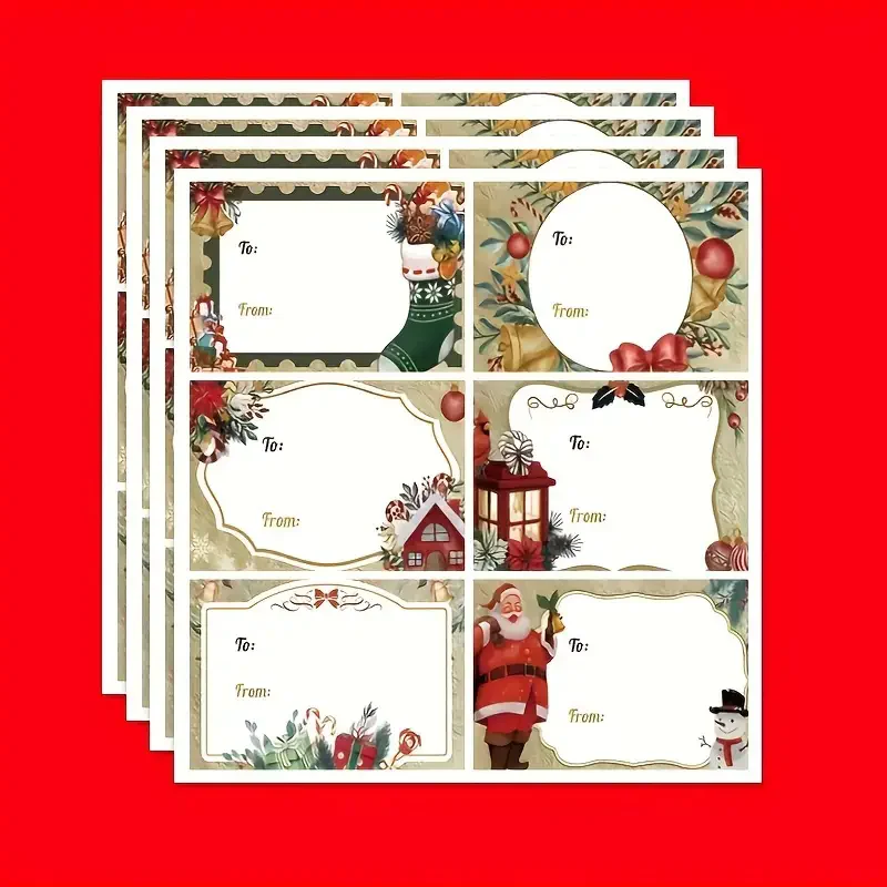 

60pcs Christmas stickers, cute holiday stickers, 6 design patterns for gift packaging, envelopes, bags, boxes