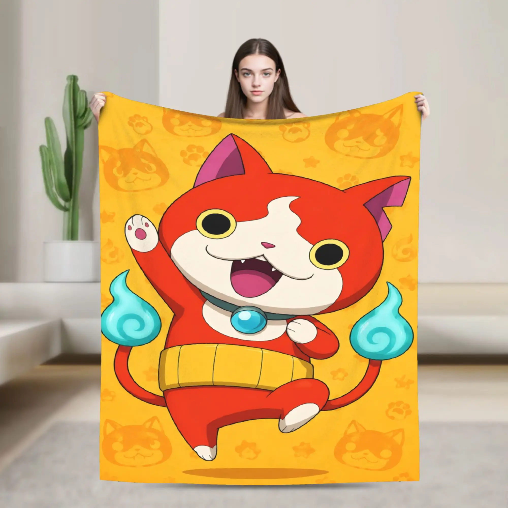 Yokai Watch Game Blankets Coral Fleece Plush Spring/Autumn Jibanyan S Breathable Soft Throw Blankets for Sofa Couch Quilt