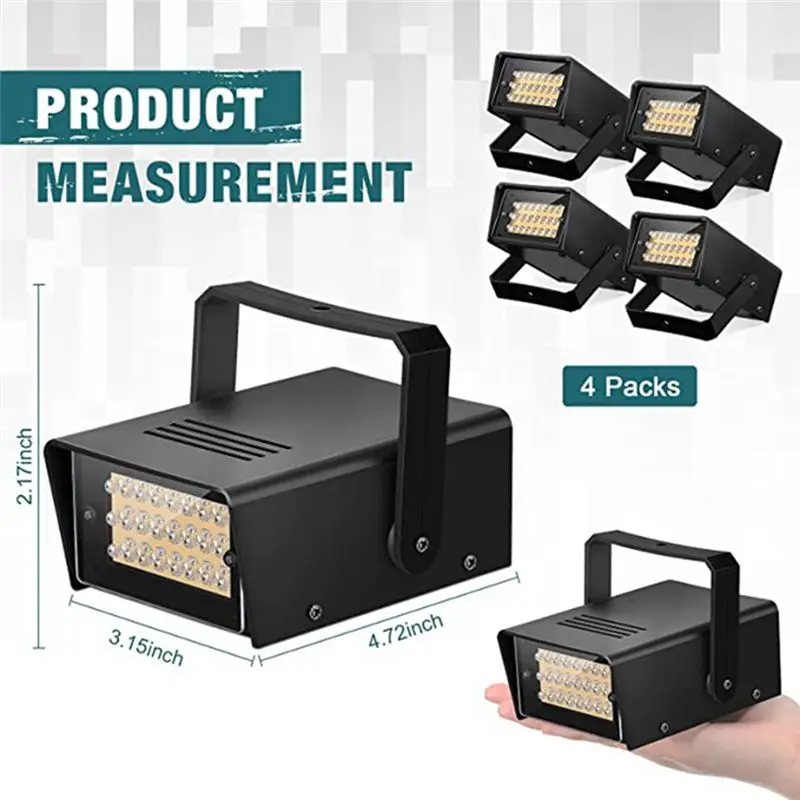 4 Pieces Strobe Party Lights, Bright LED Strobe Lights Mini Party Lights Adjustable Flash Speed Control Party Stage-ABXK