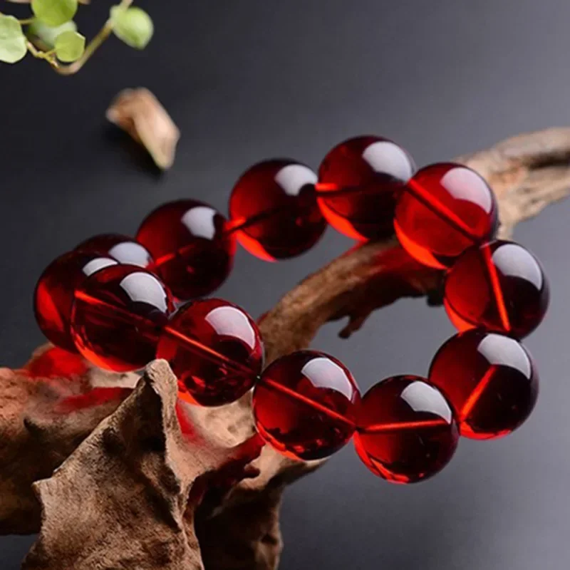 

Blood Amber Bracelet Holding Blood Amber Lady Bracelet Single Circle Gift Jewelry 108 Buddha Beads for Bracelets