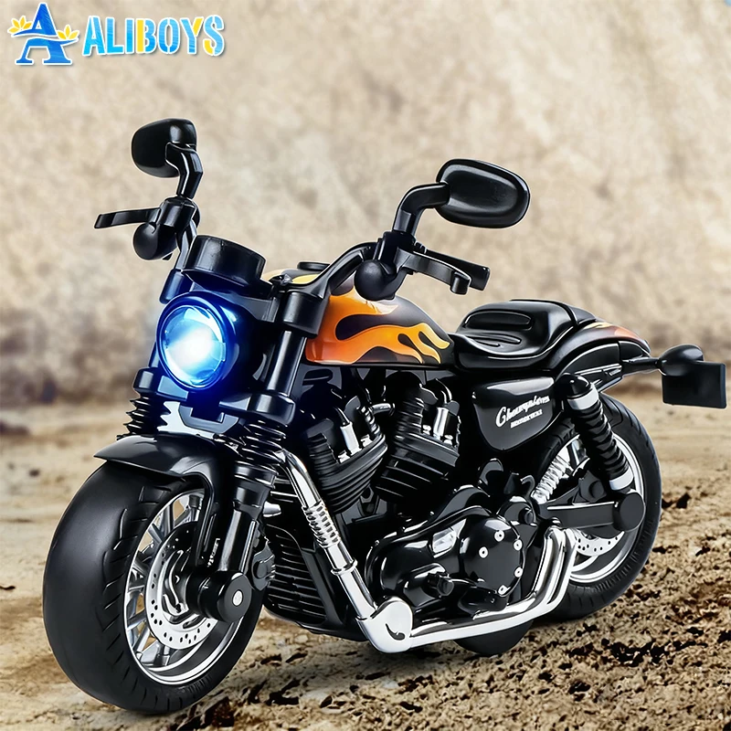 Modello di auto locomotiva per motocicletta in lega 1:14 con luce sonora Collezione di modelli di veicoli pressofusi Toy Boy Regali di Natale