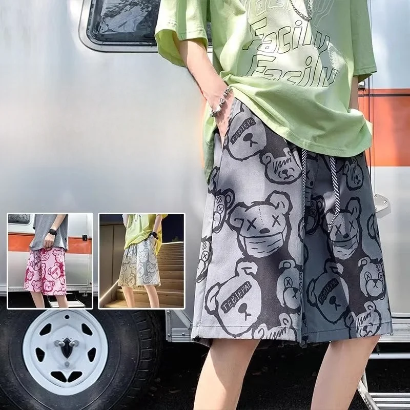 

Ice Silk Qui Dry Casual orts Men's Summer Loose Fit Five Inches Couple's Spor Mid-Length Straight Leg Elastic Waist