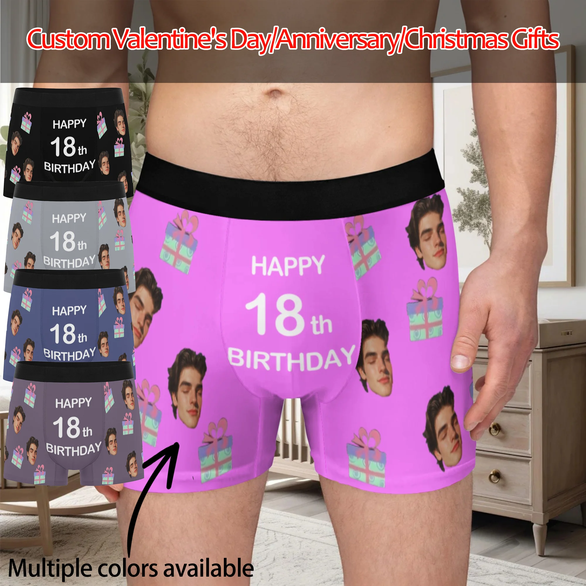 Personalized Face Photo Underwear Custom Boxer Briefs Custom Men Valentine's Day Gift For Husband Anniversary Gift for Dad