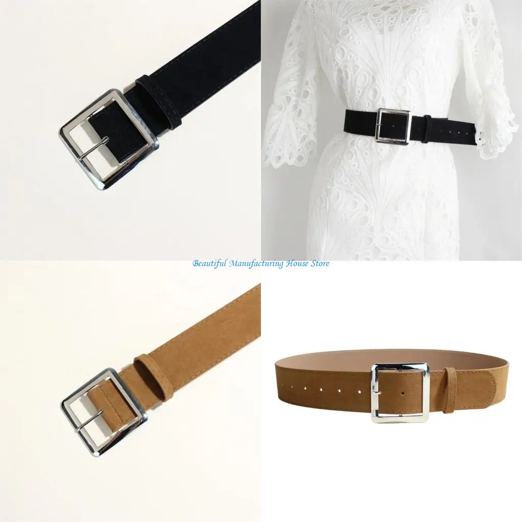 E56A Stylish Color Option Wide Belt Waist Girdle Metal Clasp Adjustable Waistband