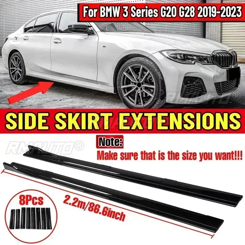 

2.2m Side Skirts Bumper Extension Rocker Splitters Diffuser Winglet Wings Bumper For BMW 3 Series G20 Sedan G21 Wagon 2019-2023