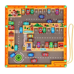 Magnetic Color& Number Maze 2 in 1 Wooden Montessori Magnetic Beads Puzzle Maze For Toddlers Fine Motor Toy  Preschool Activitie