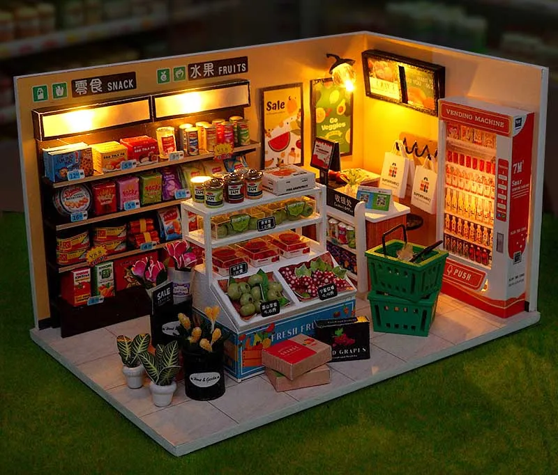 DIY Puppenhaus Holz-Miniatur-Set mit Möbelset Handgefertigtes Modell-Bausatz Spielzeug-Geschenkbox für Geburtstage – Detail 20
