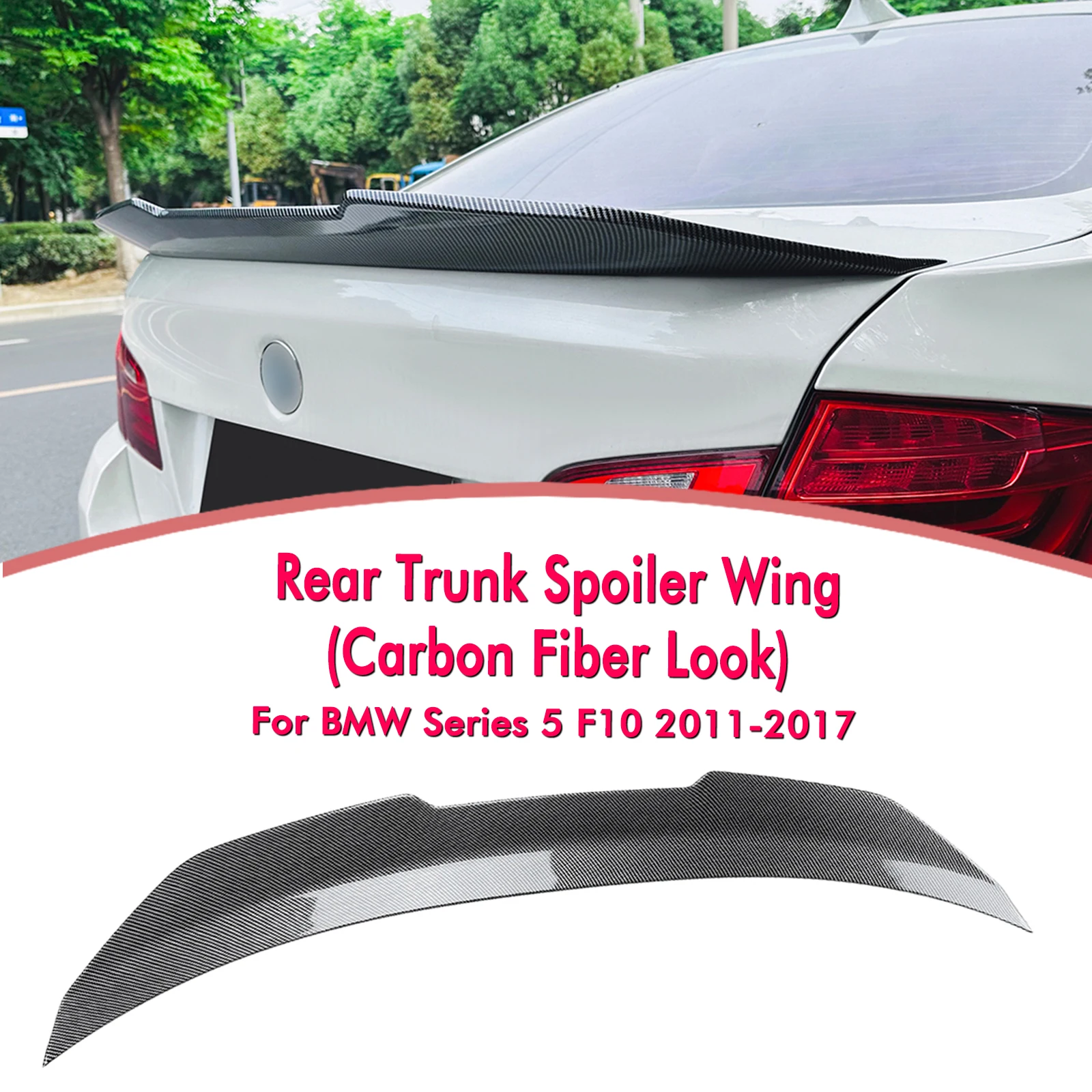 

For BMW 5 Series F10 2011-2017 PSM Style Rear Trunk Lid Spoiler Wing Carbon Fiber Look/Gloss Black Tail Tailgate Splitter Lip