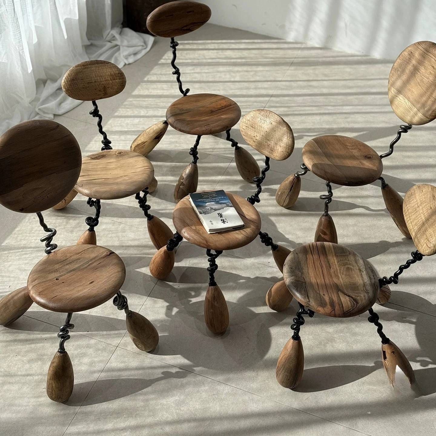 مقعد النمل شقة صغيرة شرفة كرسي الترفيه B & B غرفة الشاي ضيف البراز سجل البراز المنخفض #5