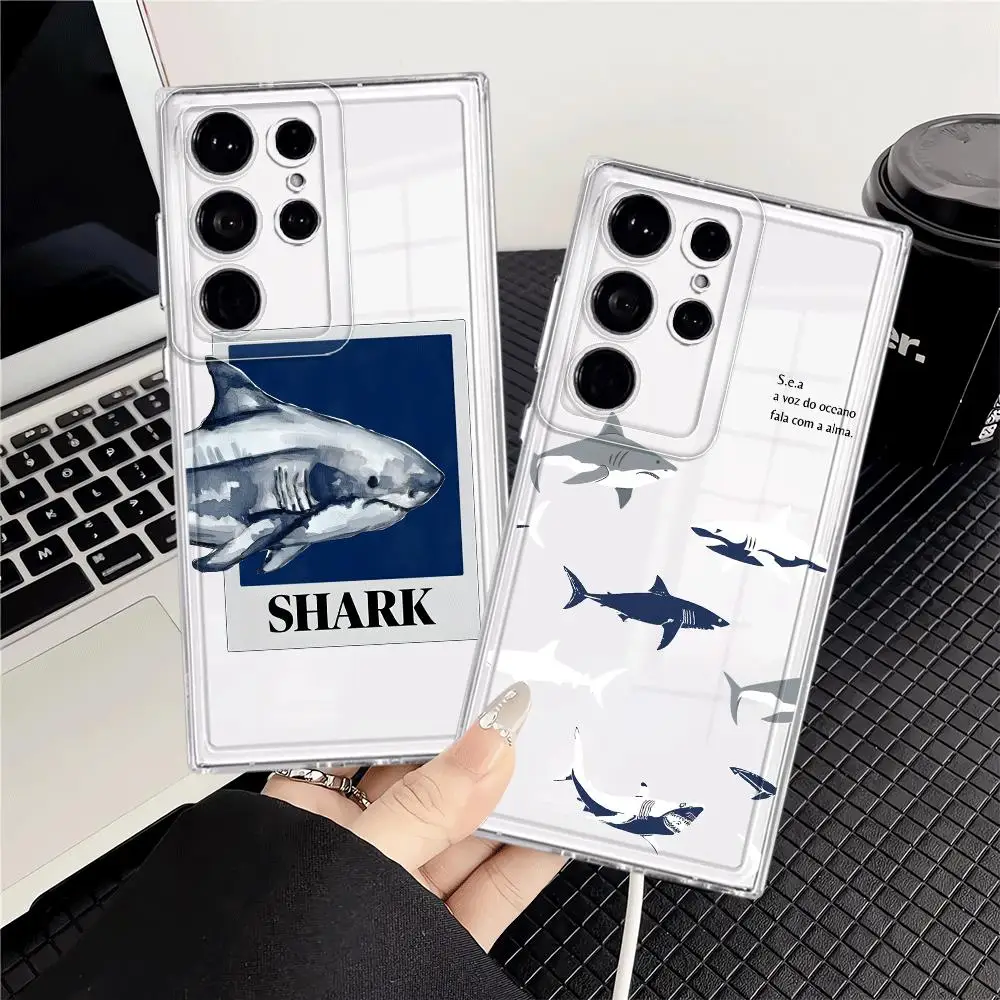 Phone Case for Samsung Galaxy S21 S22 FE S20 Plus S23 Ultra Note 20 Ultra 10 S25 Edge S24 Soft Cover Cartoon Shark