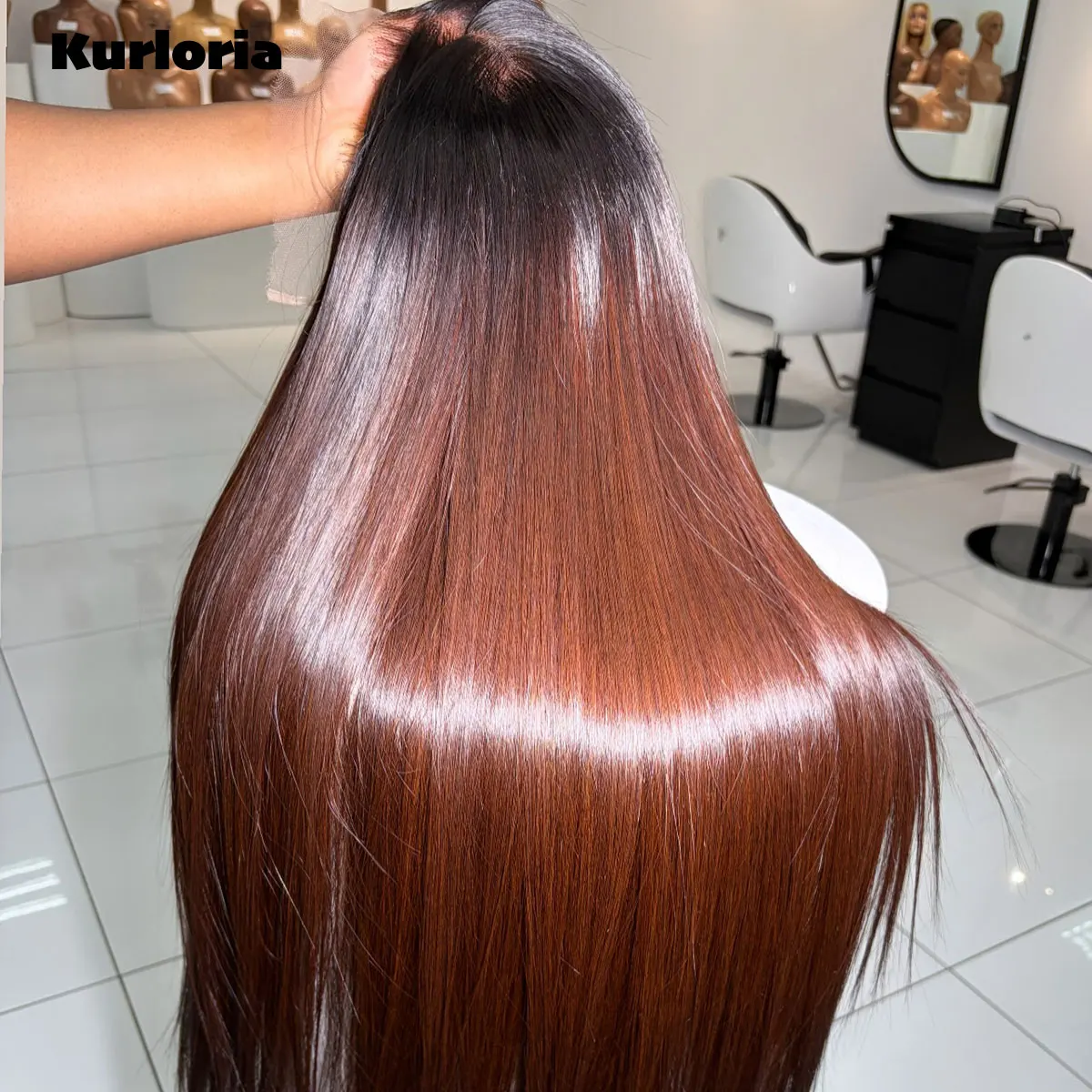 100% Human Hair Silky Straight 450 Density Ombre Brown Lace Front Wig 13x4 13x6 HD Lace Glueless Wear and Go Wig Pre‑Plucked