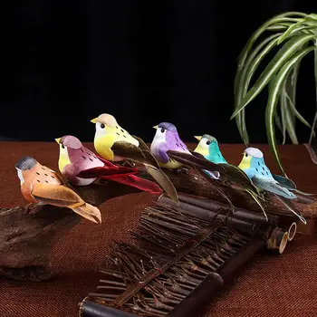 12件/套 迷你逼真模擬鳥 羽毛泡棉鳥 樹飾 迷你夾子麻雀 DIY手工藝品 居家花園裝飾品 8 最佳銷售 迷你裝飾 - №5
