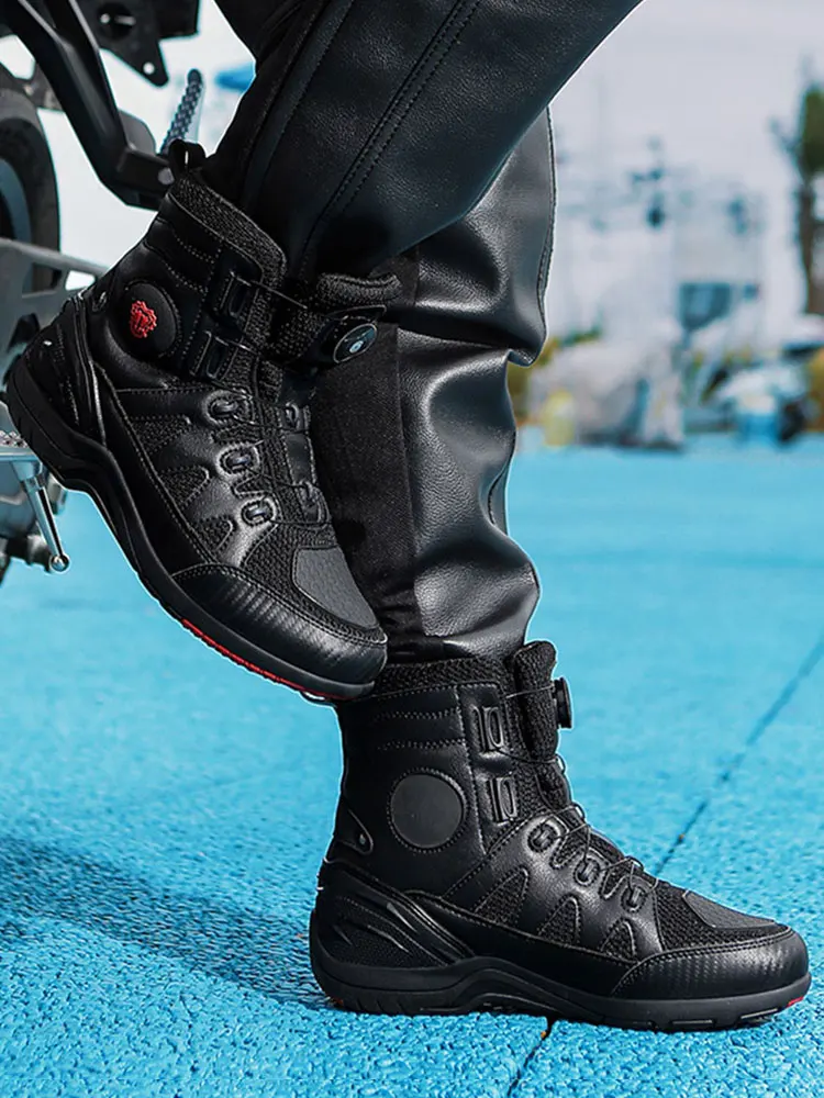 AliExpress WJTKJ Men's Motorcycle Boots New Waterproof Bike Motos Riding Shoes Microfiber Breathable Men Motorcycle Shoes TPU Protective Boot