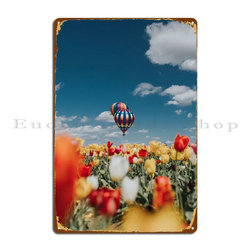 Flowers And Air Balloons Metal Sign Cinema Pub Plates Custom Garage Decoration Living Room Tin Sign Poster