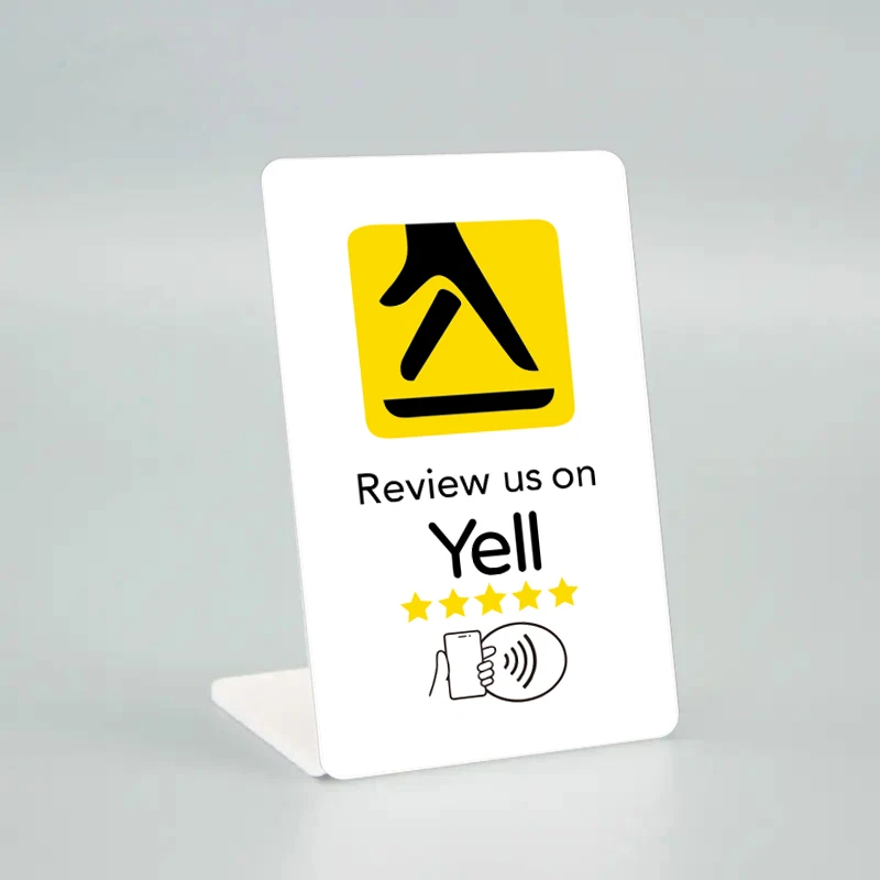 

Review Us On Yell Digital NFC Stand Display - Smart Tap Card for Reputation Management