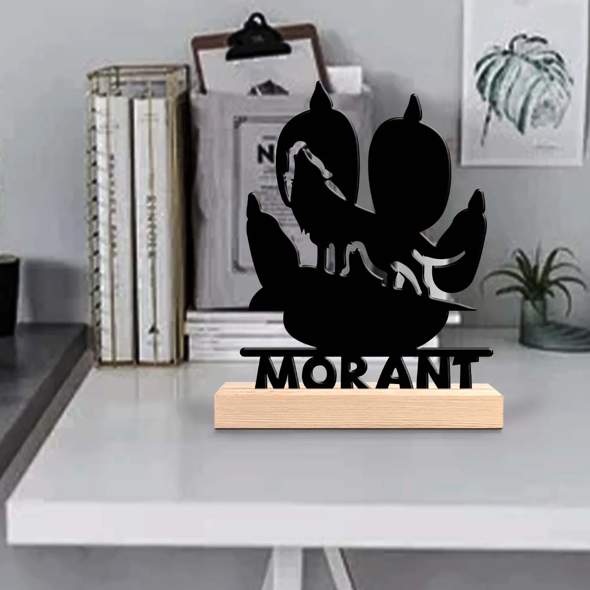 1pc Fashionable Personalized Custom Metal Statue Customizable Name Equipped with Wooden Base Home or Office Decorations